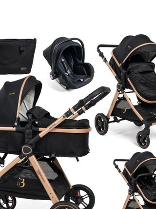 BEBELISSIMO - Poussette combinée trio 3 en 1 - siège auto 0m - jusqu’à 22kg – Nicea - noir