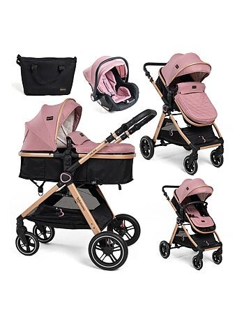 BEBELISSIMO - Poussette combinée trio 3 en 1 - siège auto 0m - jusqu’à 22kg – Nicea - rose