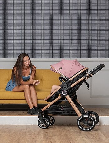 BEBELISSIMO - Poussette combinée trio 3 en 1 - siège auto 0m - jusqu’à 22kg – Nicea - rose