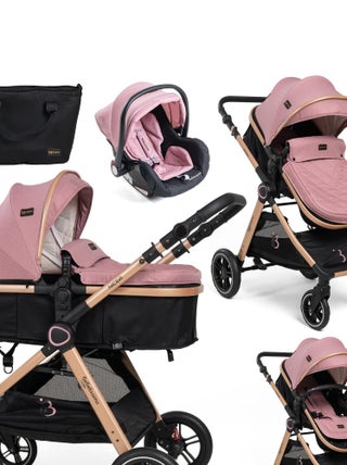 BEBELISSIMO - Poussette combinée trio 3 en 1 - siège auto 0m - jusqu’à 22kg – Nicea - rose