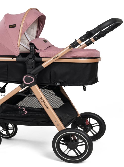 BEBELISSIMO - Poussette combinée trio 3 en 1 - siège auto 0m - jusqu’à 22kg – Nicea - rose - Kiabi