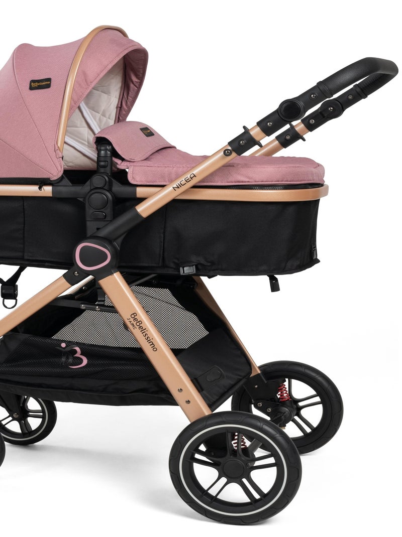 BEBELISSIMO - Poussette combinée trio 3 en 1 - siège auto 0m - jusqu’à 22kg – Nicea - rose Noir Rose Noir - Kiabi