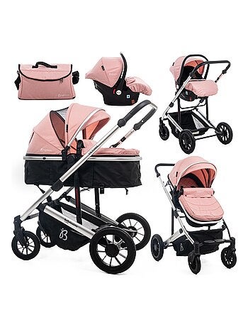 BEBELISSIMO - Poussette combinée trio 3 en 1 - siège auto 0m – jusqu’à 22kg – Victoire I-Size - rose