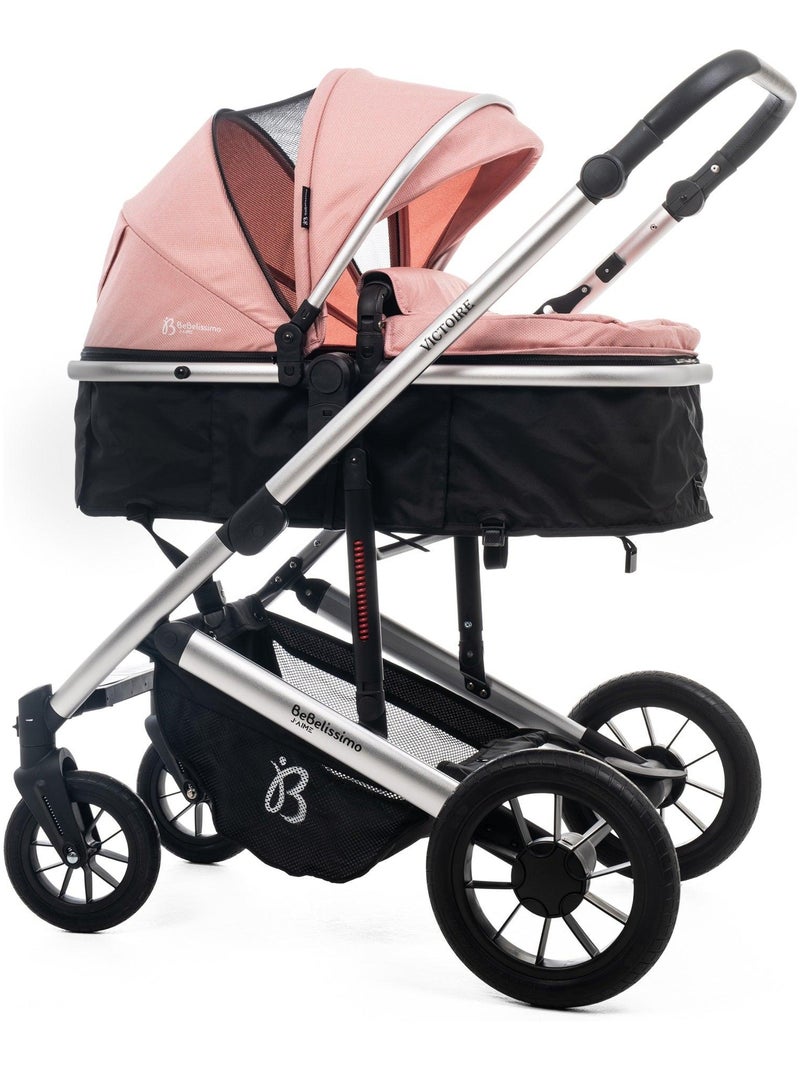 BEBELISSIMO - Poussette combinée trio 3 en 1 - siège auto 0m – jusqu’à 22kg – Victoire I-Size - rose Rose - Kiabi
