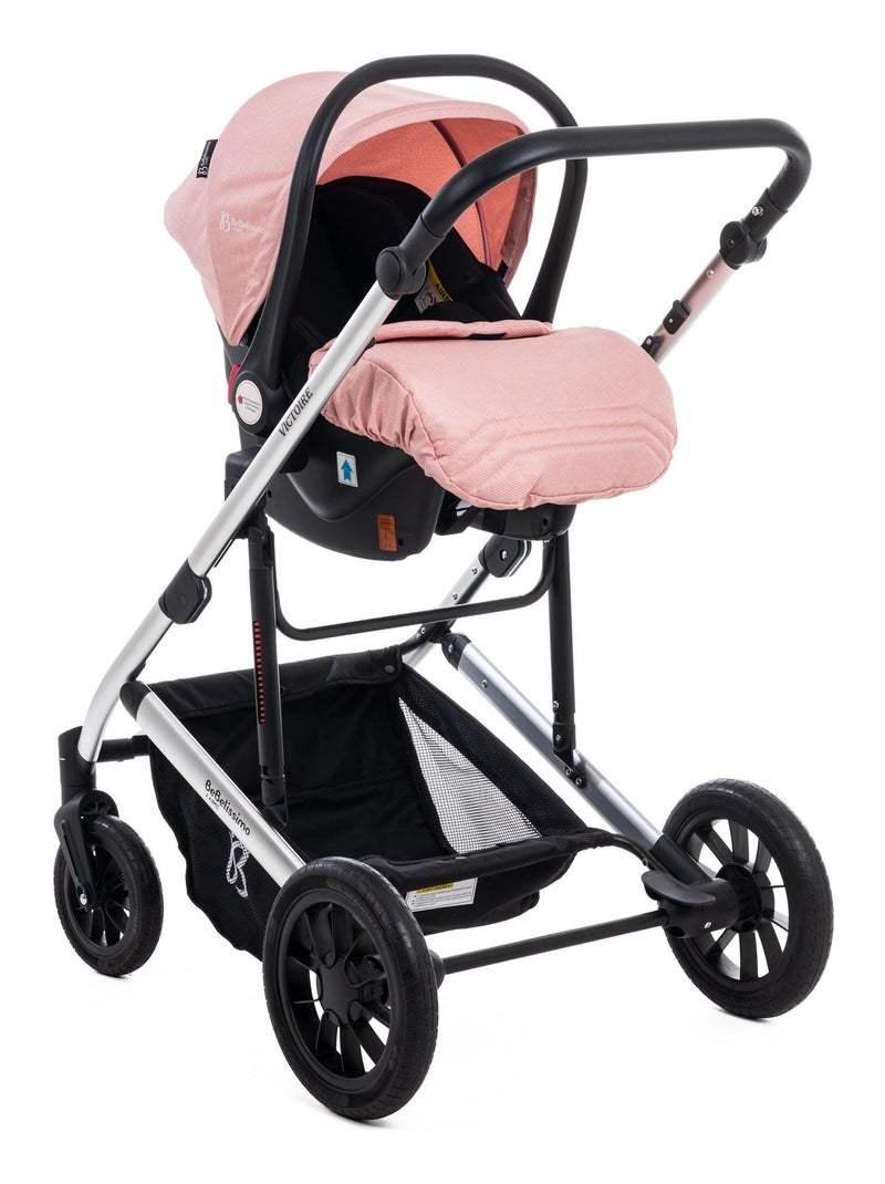 BEBELISSIMO - Poussette combinée trio 3 en 1 - siège auto 0m – jusqu’à 22kg – Victoire I-Size - rose Rose - Kiabi