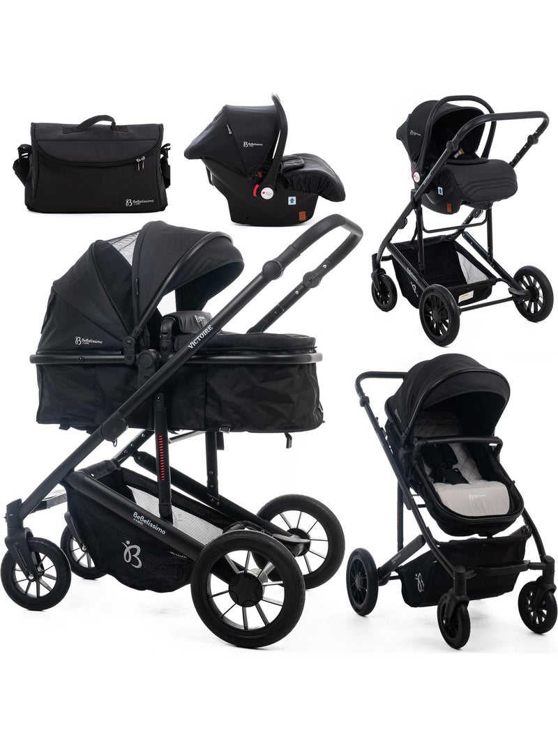 BEBELISSIMO - Poussette combinée trio 3 en 1 - siège auto 0m   – max 22kg – Victoire I-Size - noir Noir - Kiabi