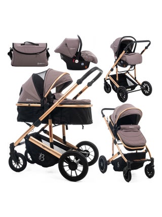 BEBELISSIMO - Poussette combinée trio 3 en 1 - siège auto 0m   – max 22kg – Victoire I-Size beige