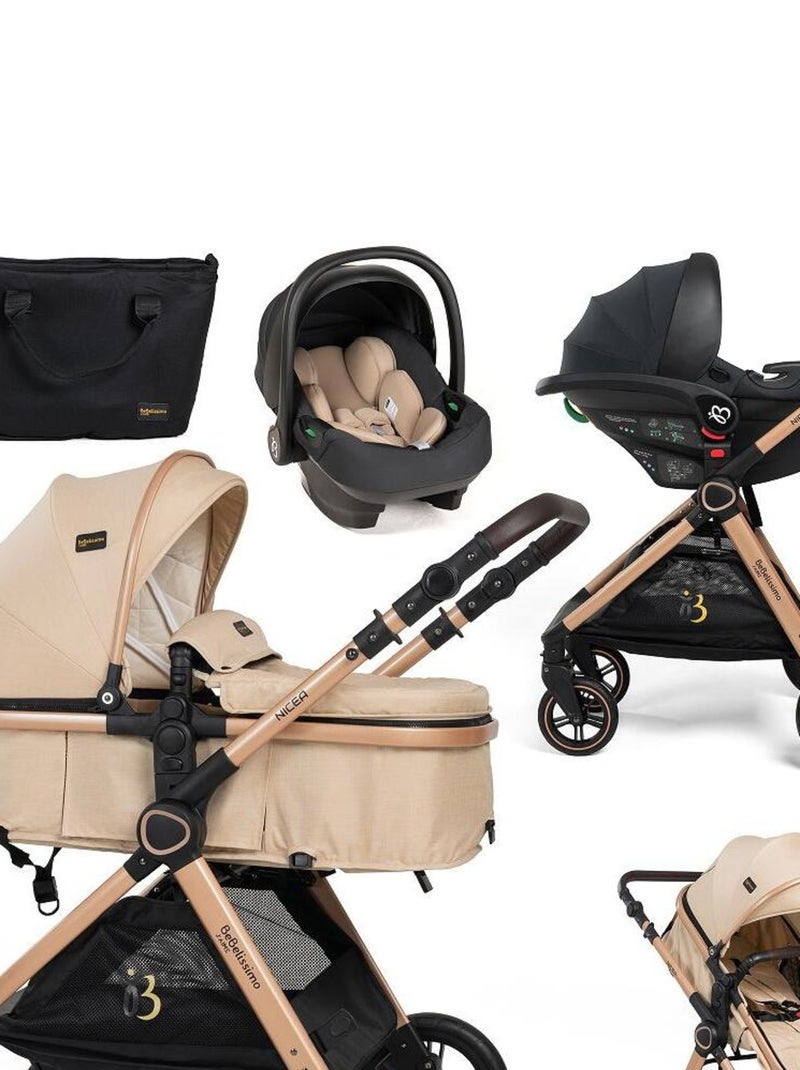BEBELISSIMO - Poussette combinée trio 3 en 1 - siège auto I-size 40-87cm – 0 - 22kg - Nicea - beige Beige - Kiabi