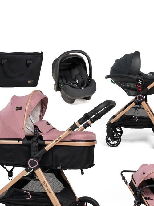 BEBELISSIMO - Poussette combinée trio 3 en 1 - siège auto I-size 40-87cm – 0 - 22kg - Nicea - rose - Kiabi