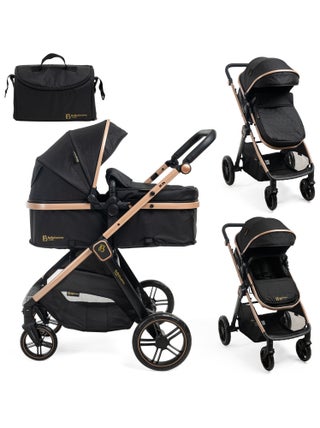 Bebelissimo - Poussette transformable - combinée - 2 en 1 - poids 0-22kg - IRIS- noir