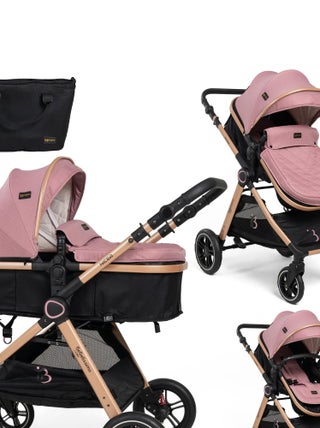 Bebelissimo - Poussette transformable - combinée - convertible - 2 en 1 - 0-22kg - Nicea - rose