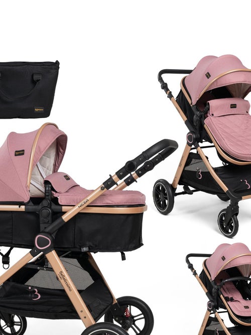 Bebelissimo - Poussette transformable - combinée - convertible - 2 en 1 - 0-22kg - Nicea - rose - Kiabi