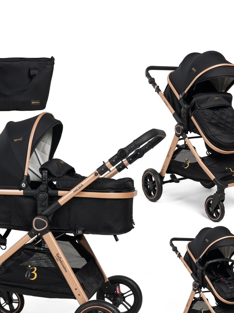 Bebelissimo - Poussette transformable - combinée - convertible - 2 en 1 - poids 0-22kg - Nicea - noi Noir - Kiabi