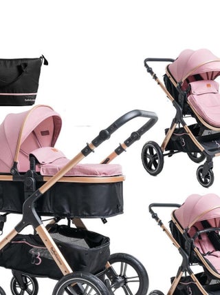 Bebelissimo - Poussette transformable - combinée - convertible - 2 en 1 - poids 0-22kg - NYA - rose