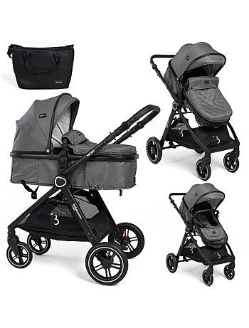 Bebelissimo - Poussette transformable - combinée - convertible - 2 en 1 -0-22kg - Nicea - gris