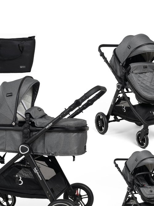 Bebelissimo - Poussette transformable - combinée - convertible - 2 en 1 -0-22kg - Nicea - gris - Kiabi