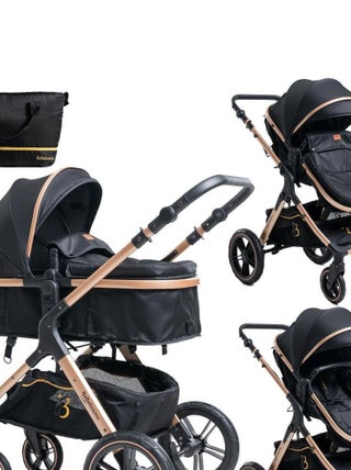 Bebelissimo - Poussette transformable - combinée - convertible -2 en 1 - poids 0-22kg -  NYA - noir