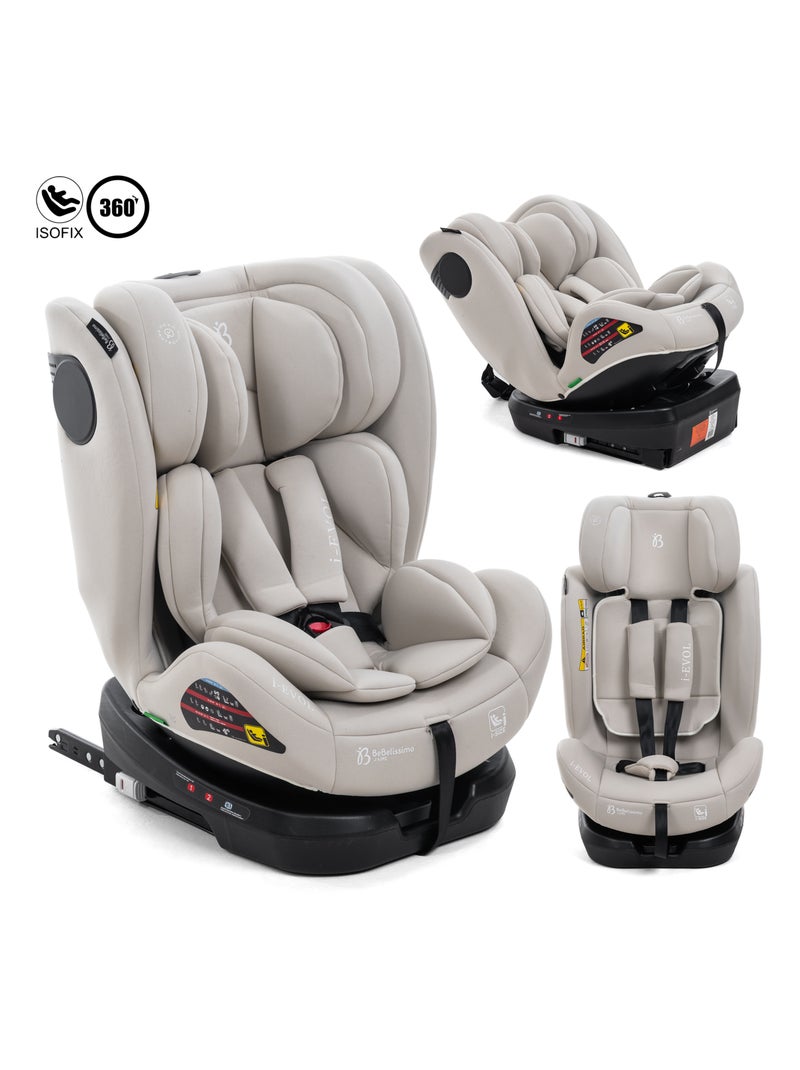 Bebelissimo - Siège auto Isofix - pivontant 360 ° - 40-150 cm -  0-36kg- i- Evol Beige/Blanc - Kiabi