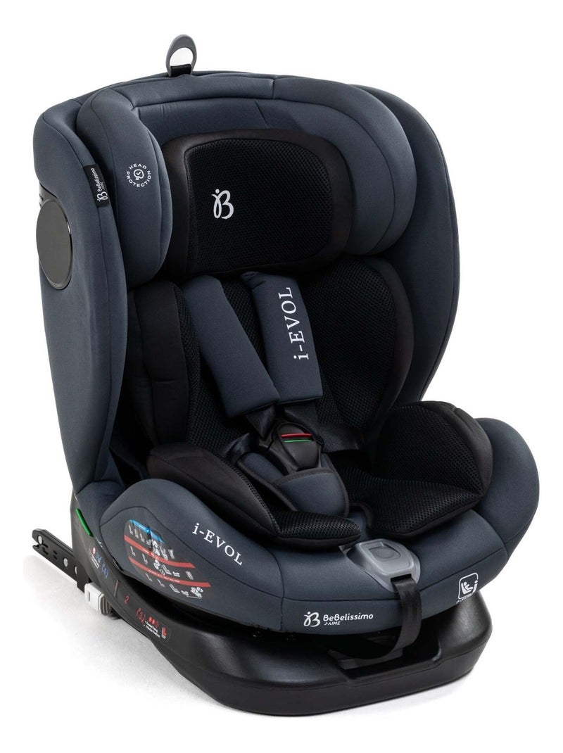 Bebelissimo - Siège auto Isofix - pivontant 360 ° - 40-150 cm -  0-36kg  i- Evol - gris foncé gris anthracite - Kiabi