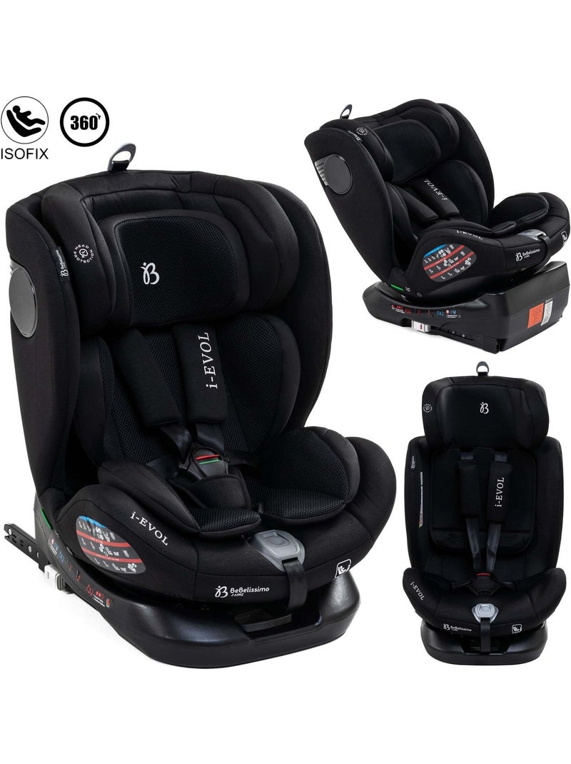 Bebelissimo - Siège auto Isofix - pivontant 360 ° - 40-150 cm -  0-36kg  i- Evol Noir - Kiabi