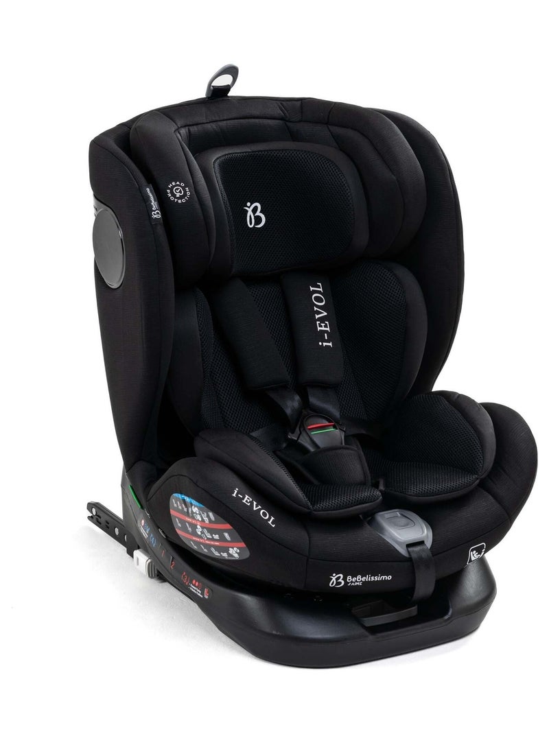 Bebelissimo - siège auto isofix - pivontant 360 ° - 40-150 cm -  0-36kg  i- evol Noir - Kiabi