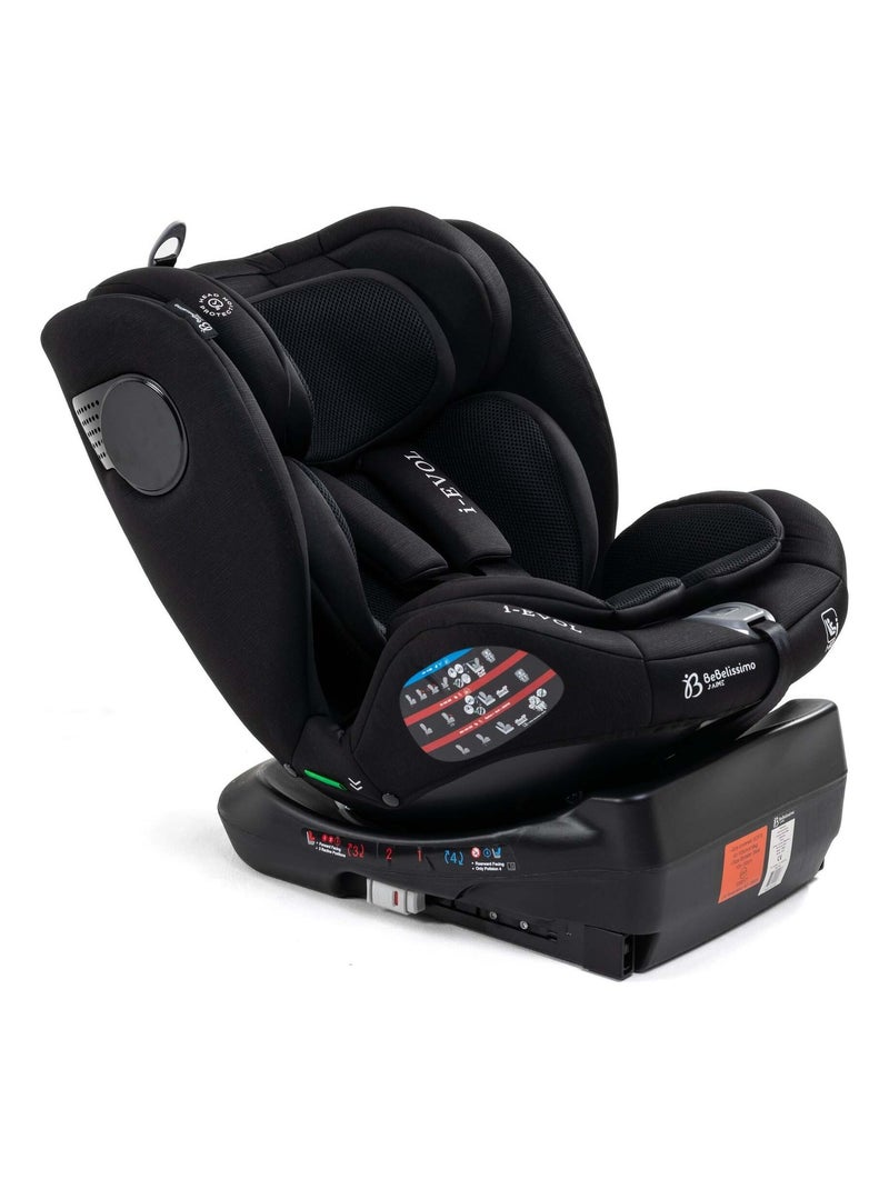 Bebelissimo - siège auto isofix - pivontant 360 ° - 40-150 cm -  0-36kg  i- evol Noir - Kiabi