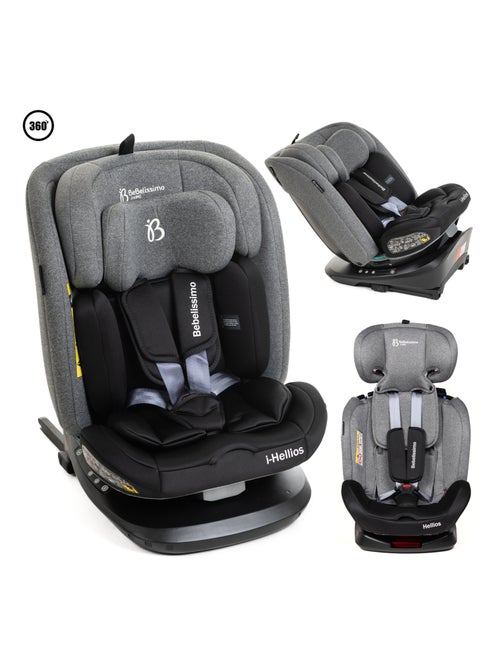 BEBELISSIMO - Siège auto Isofix - pivotant 360 ° - groupe 0+/1/2/3 - (0-36kg) - Hellios - gris / noi - Kiabi
