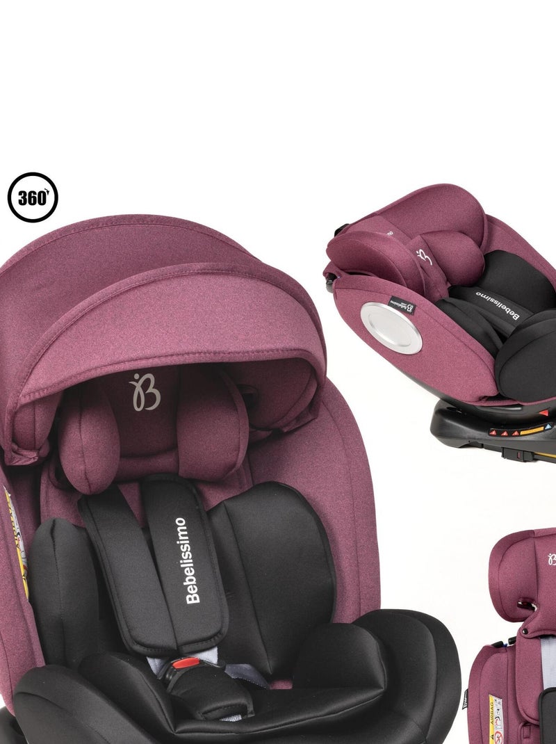 BEBELISSIMO - Siège auto Isofix - pivotant 360 °- groupe 0+/1/2/3 - (0-36kg) - Hellios Plus - bordea Bordeaux - Kiabi