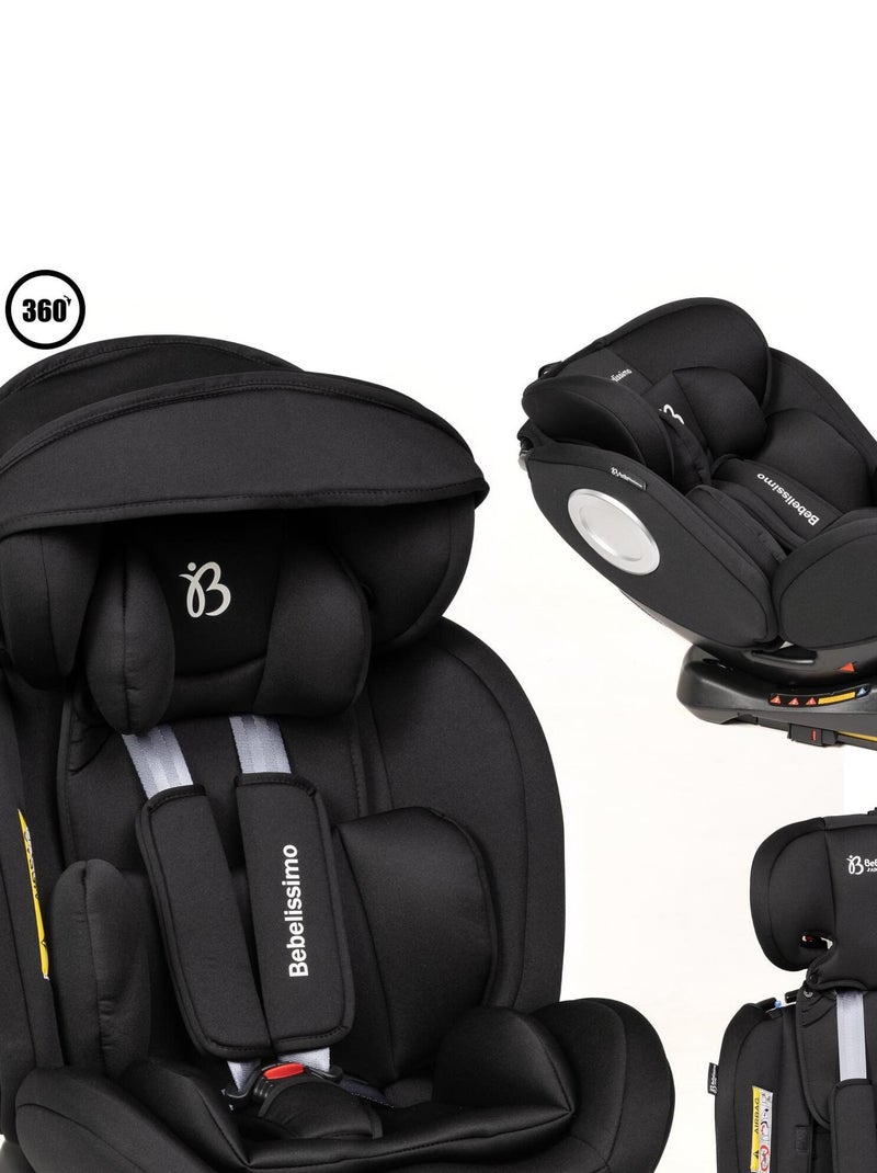 BEBELISSIMO - Siège auto Isofix - pivotant 360 ° - groupe 0+/1/2/3 - (0-36kg)- Hellios Plus - noir / Noir - Kiabi