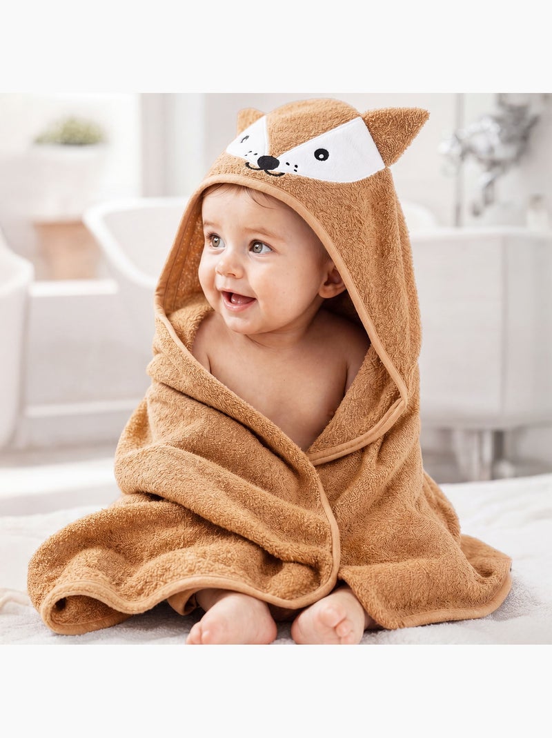 Becquet - cape de bain animals cape de bain en coton Marron caramel - Kiabi