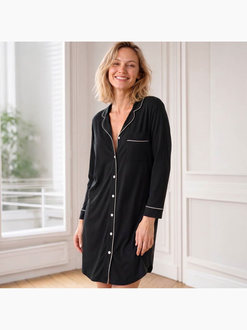 Becquet - chemise de nuit girly en polyester Noir - Kiabi