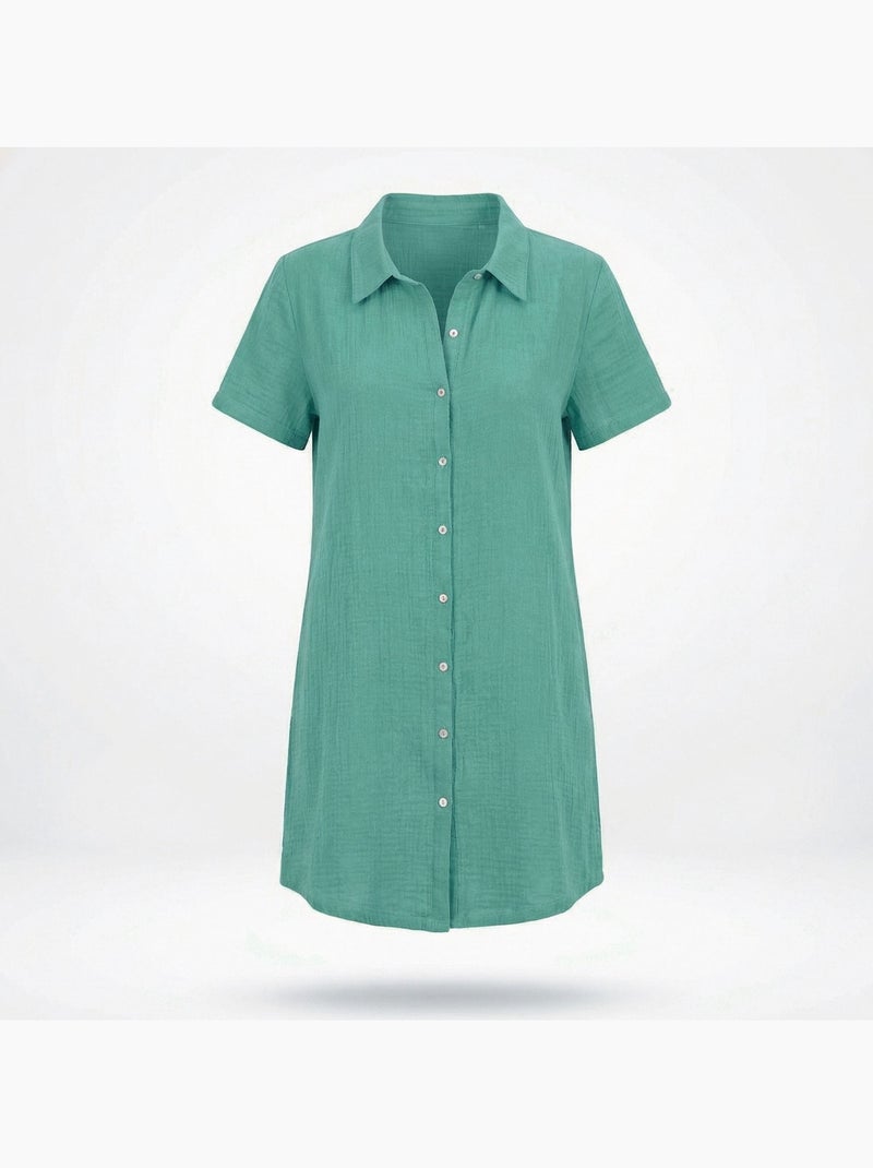 Becquet - Chemise de nuit LIQUETTEGAZE en coton Bleu Vert - Kiabi
