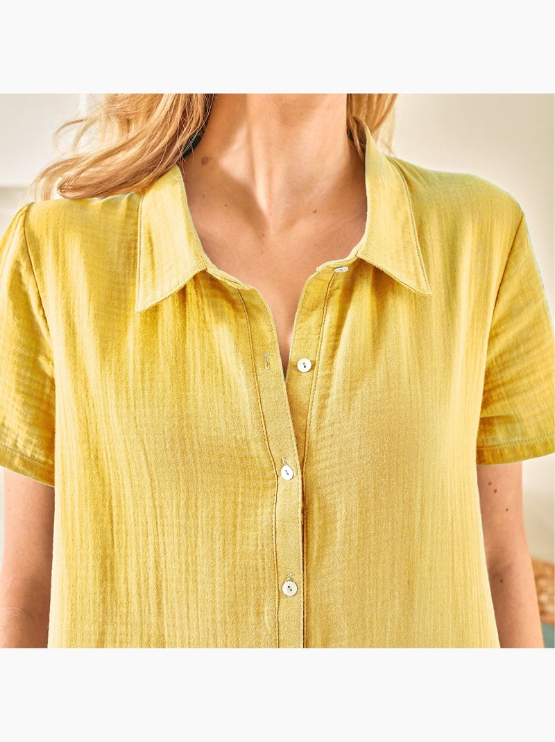 Becquet - chemise de nuit liquettegaze en coton Jaune paille - Kiabi