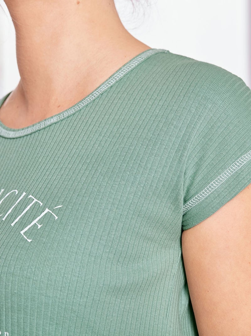 Becquet - Chemise de nuit MYRTILLENUIS en coton Vert chèvrefeuille - Kiabi