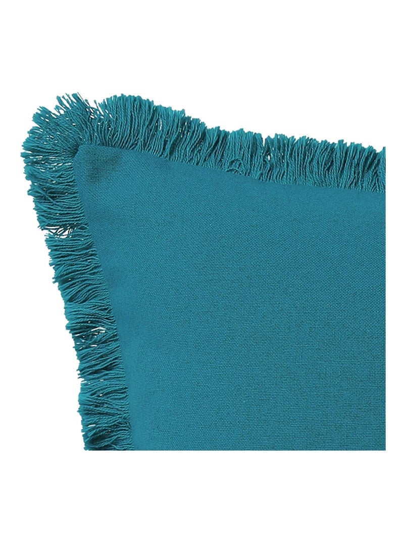 Becquet - Coussin FRANGE en coton Bleu canard - Kiabi