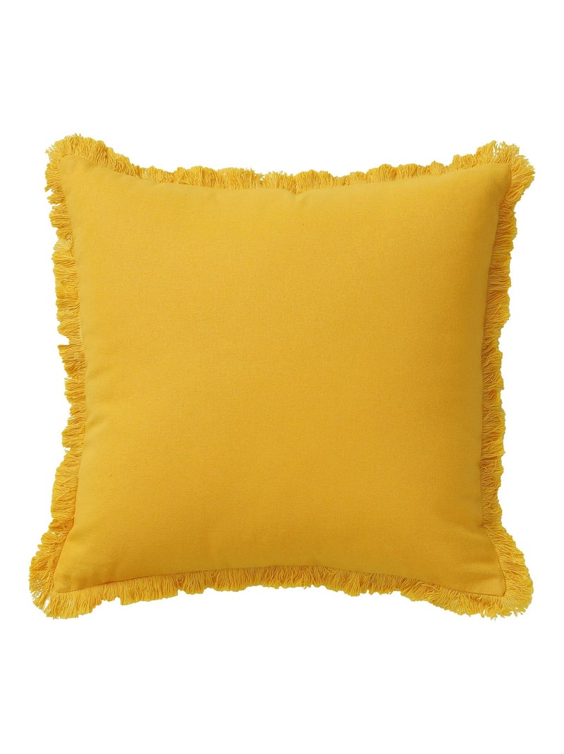 Becquet - Coussin FRANGE en coton Jaune moutarde - Kiabi