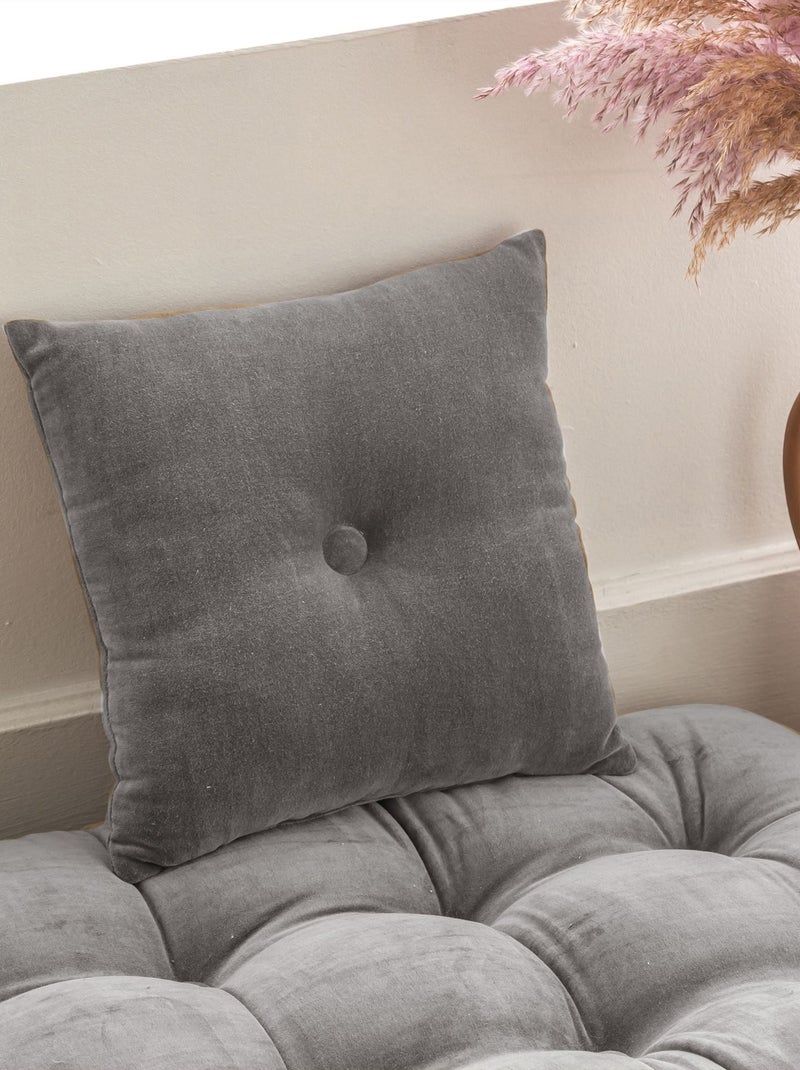 Becquet - Coussin VELOURS COUSSIN CAPITON en coton Gris Argenté - Kiabi