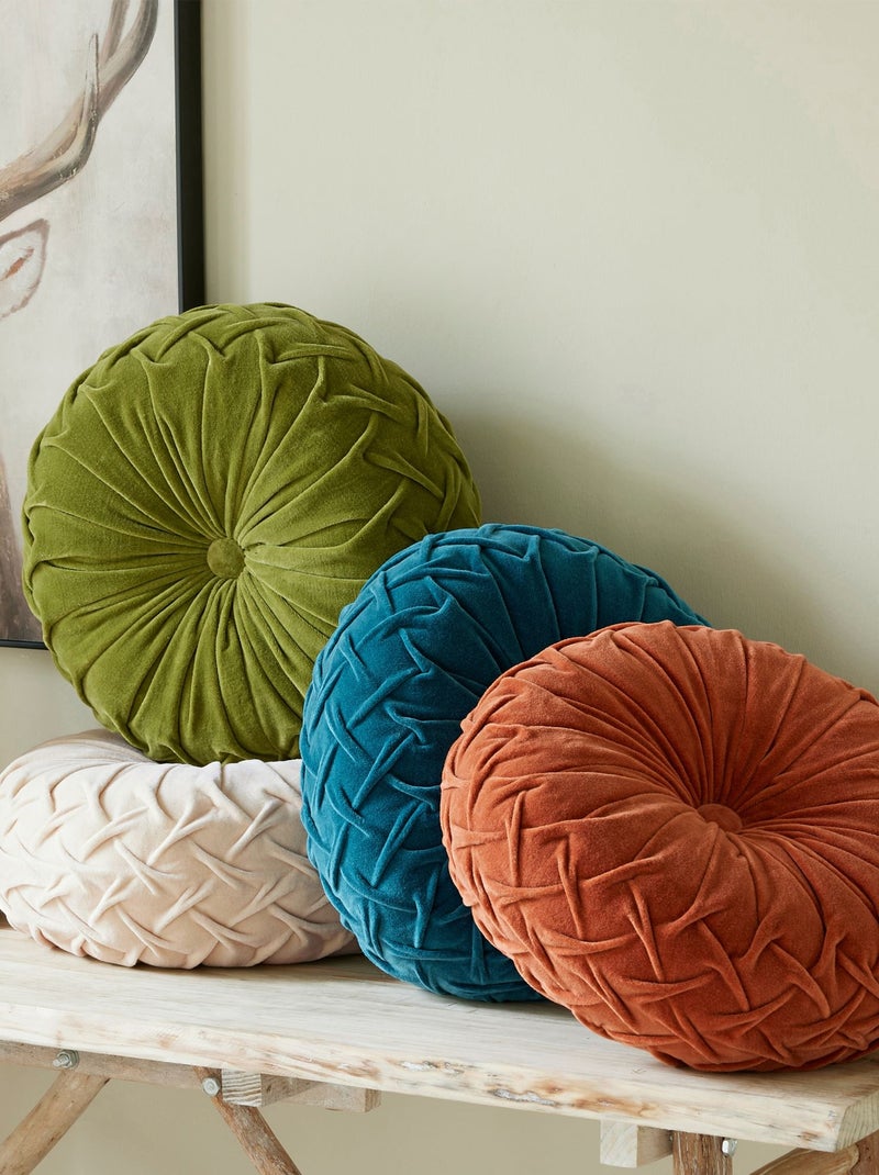 Becquet - Coussin VELOURS ROND en coton Vert - Kiabi