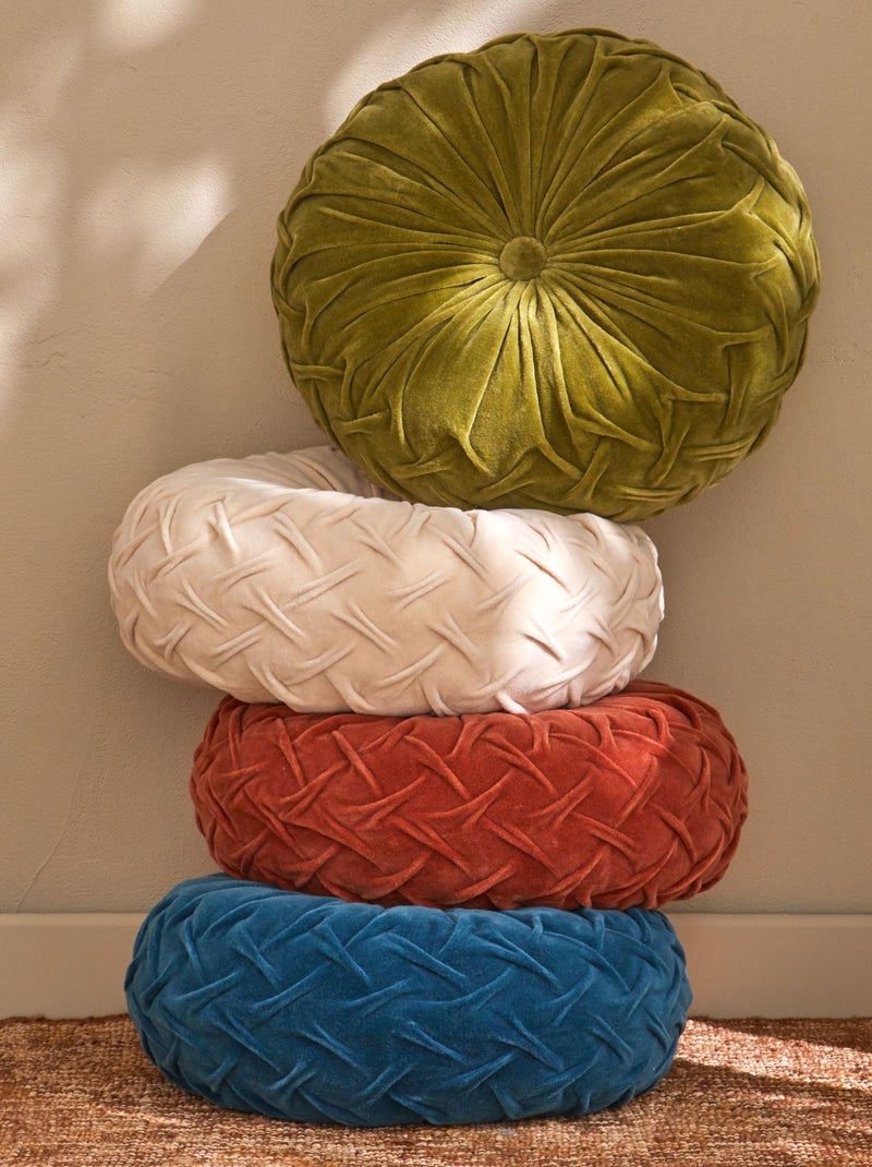 Becquet - Coussin VELOURS ROND en coton Vert - Kiabi