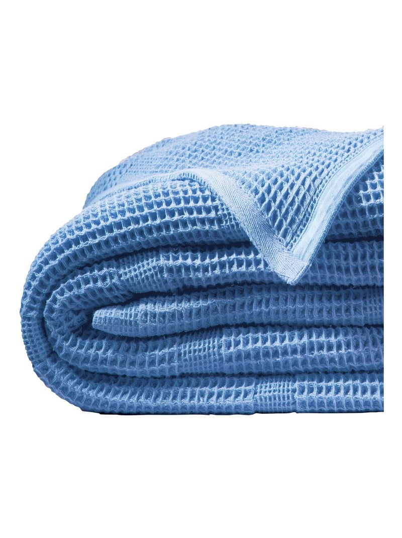Becquet - Couverture tempérée COTON NID D'ABEILLE en coton Bleu azur - Kiabi