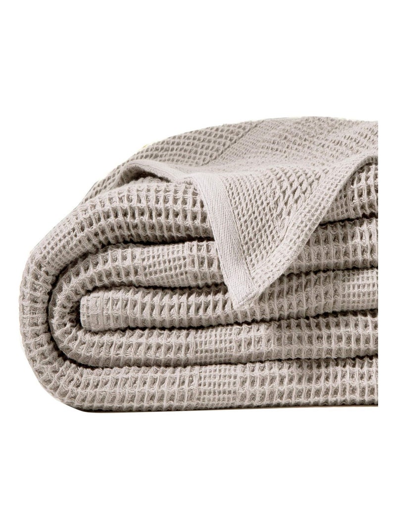 Becquet - Couverture tempérée COTON NID D'ABEILLE en coton Gris Argenté - Kiabi