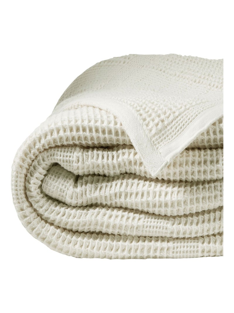 Becquet - Couverture tempérée COTON NID D'ABEILLE en coton Ivoire - Kiabi