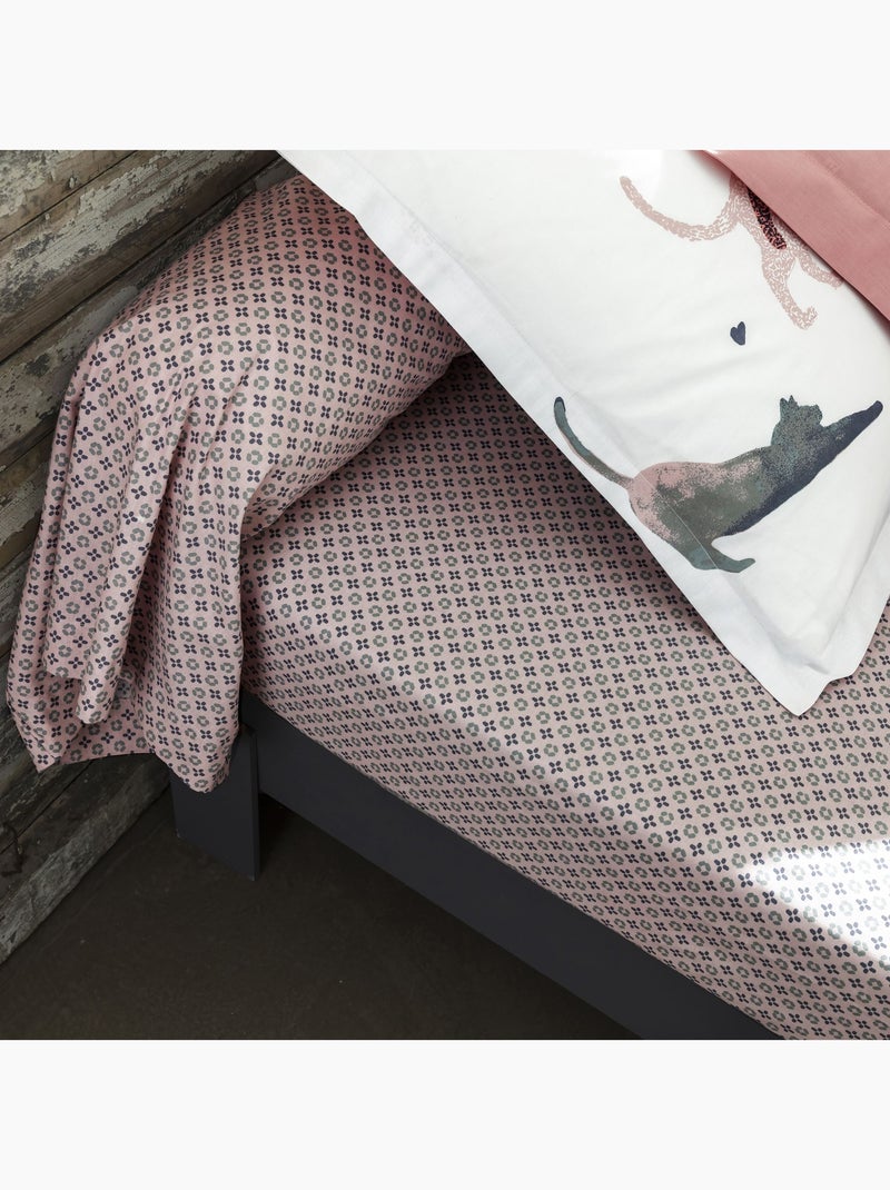 Becquet - Drap-housse CHATS en coton Rose - Kiabi