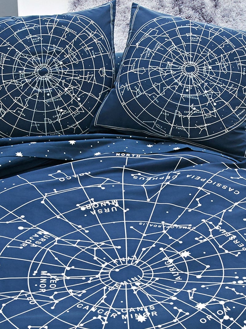 Becquet - Drap-housse CONSTELLATION en coton Bleu marine - Kiabi
