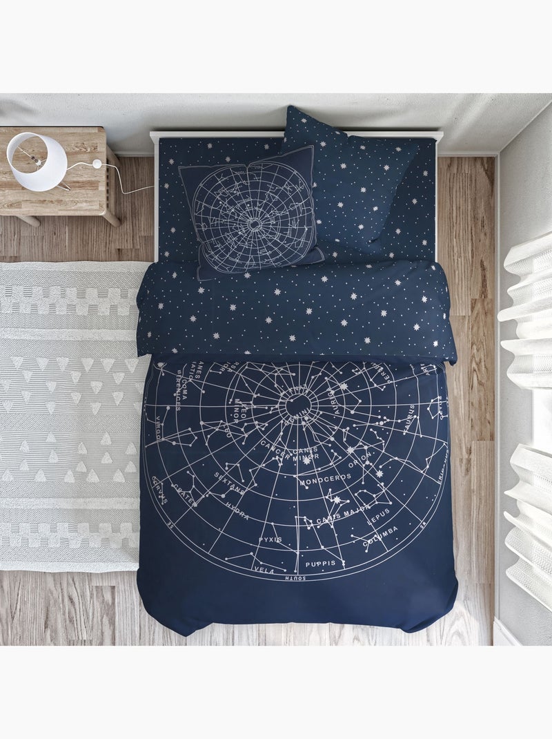 Becquet - Drap-housse CONSTELLATION en coton Bleu marine - Kiabi