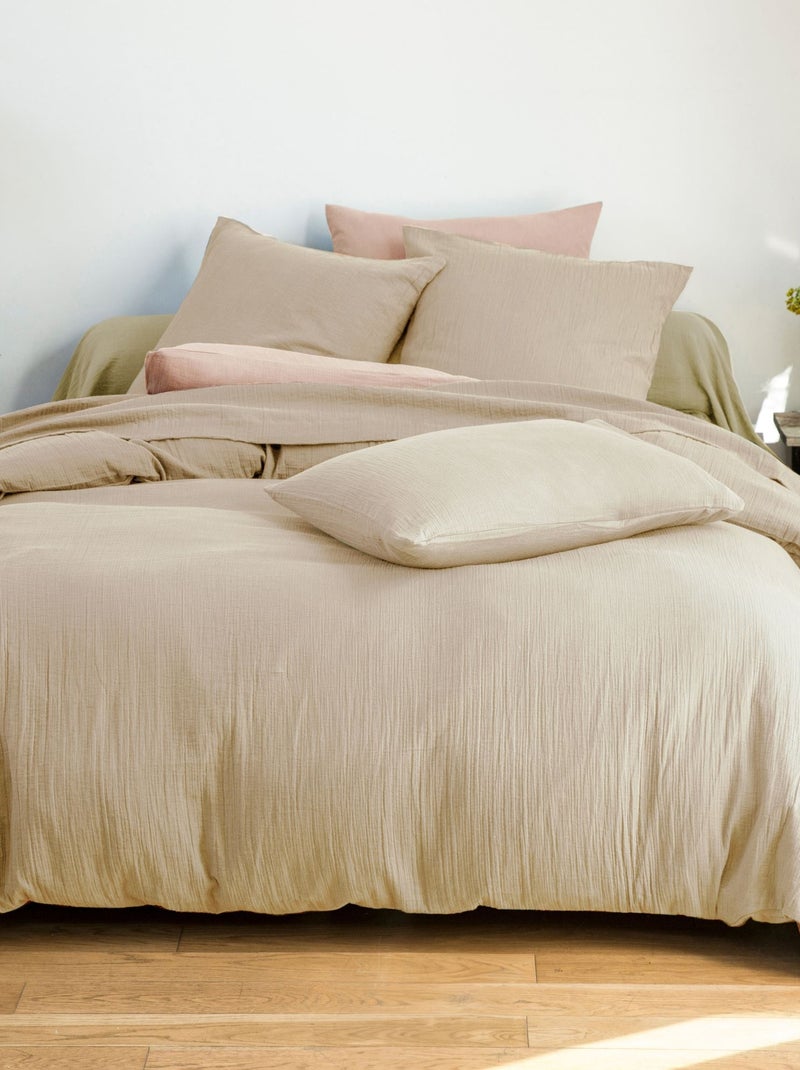 Becquet - Drap-housse DOUBLE GAZE en coton Beige - Kiabi