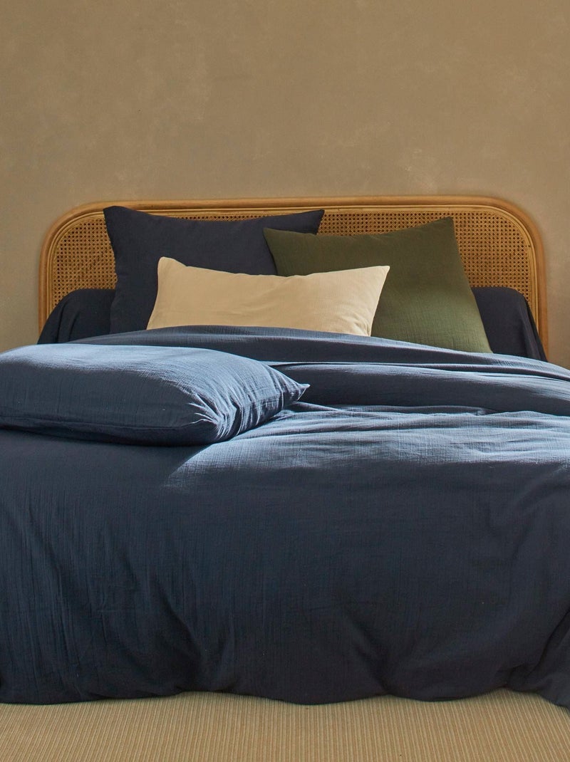 Becquet - Drap-housse DOUBLE GAZE en coton Bleu denim - Kiabi