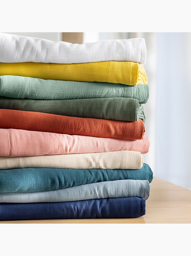 Becquet - Drap-housse DOUBLE GAZE en coton Bleu denim - Kiabi