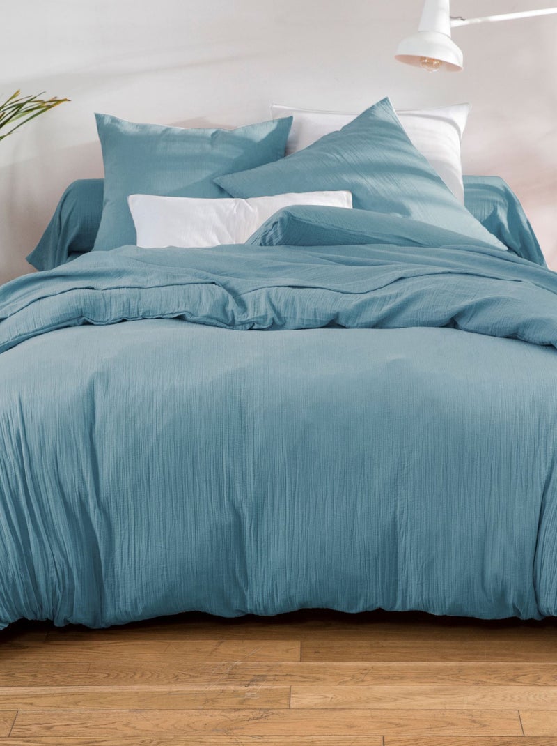 Becquet - Drap-housse DOUBLE GAZE en coton Bleu - Kiabi