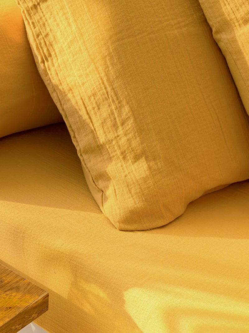 Becquet - Drap-housse DOUBLE GAZE en coton Jaune - Kiabi